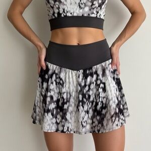 OFFLINE by Aerie High Waisted Mini Skort Black Gray Abstract Print